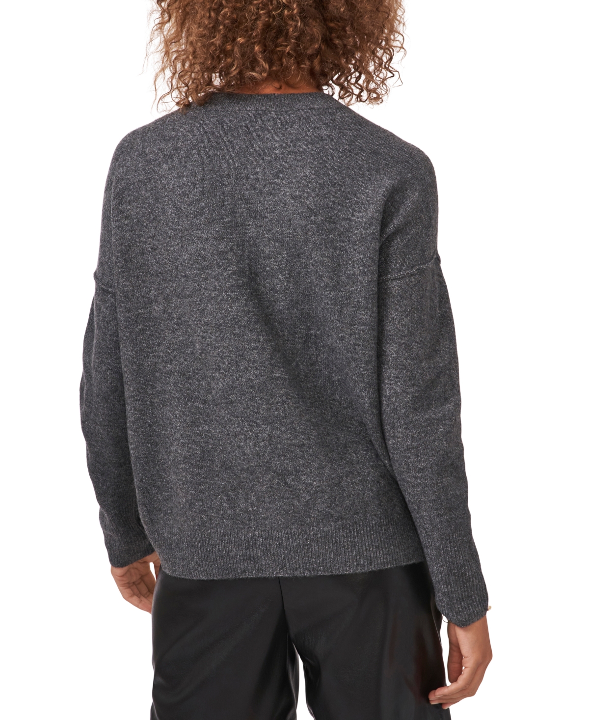 Vince Camuto Center Seam Crewneck Sweater In Medium Heather Grey