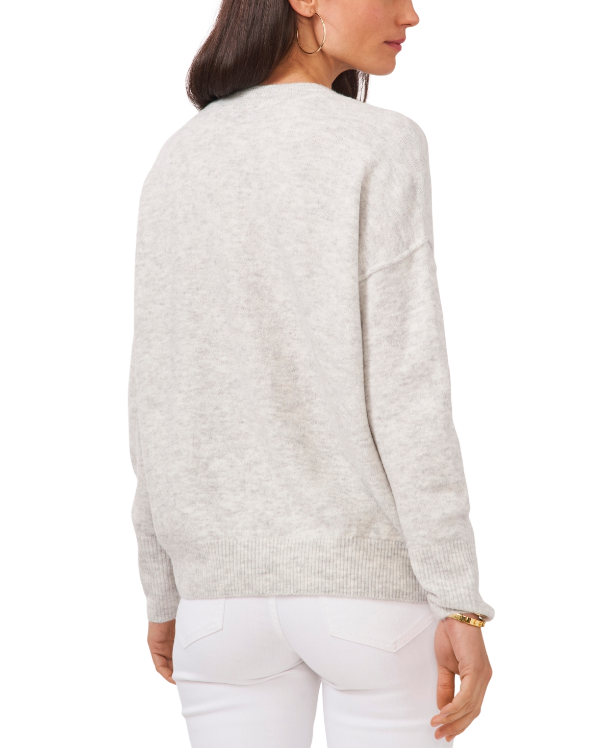 Vince Camuto Cozy Long Sleeve Extend Shoulder Sweater In Silver