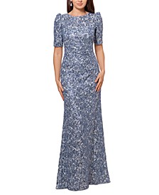 Petite Sequined Lace Gown