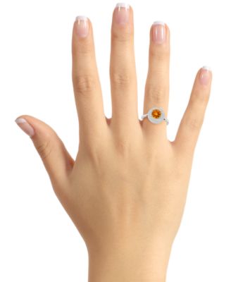 Rhodolite Garnet (1-5/8 ct. t.w.) & White Topaz (3/8 ct. t.w.) Double Halo Ring in Sterling Silver (Also in Citrine, Peridot, Amethyst, & Blue Topaz)