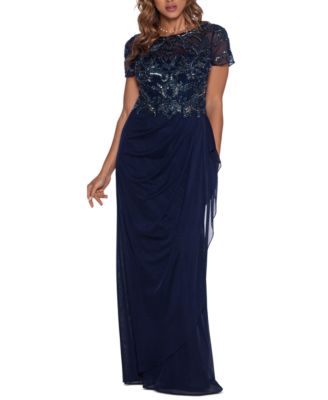 xscape blue beaded dress
