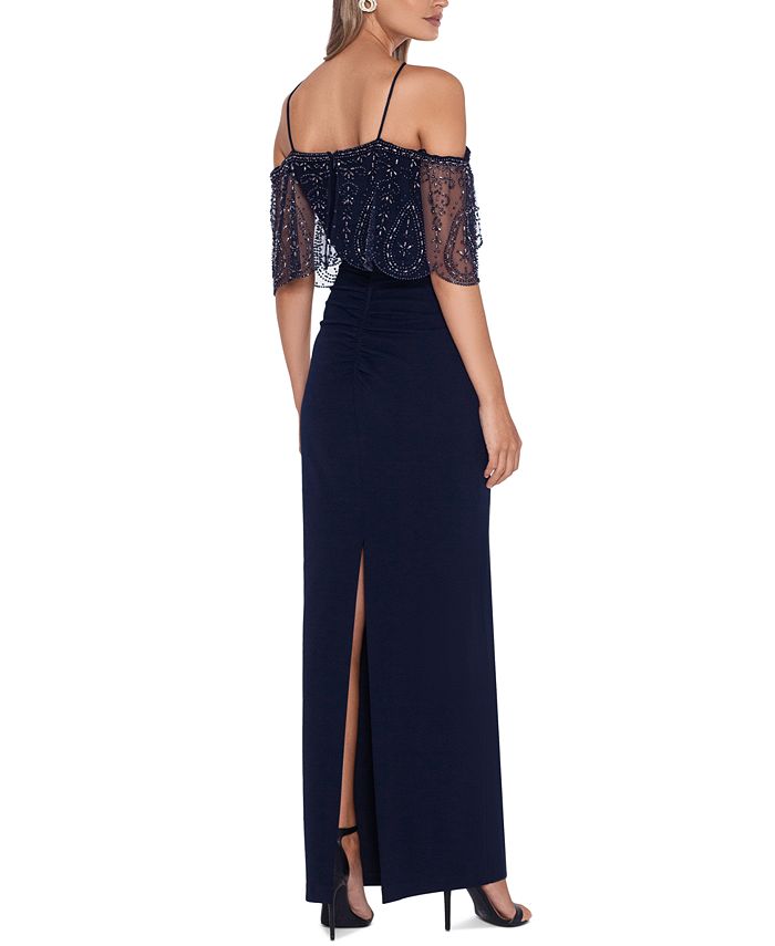 XSCAPE Beaded Cold-Shoulder Gown & Reviews - Dresses - Women - Macy's