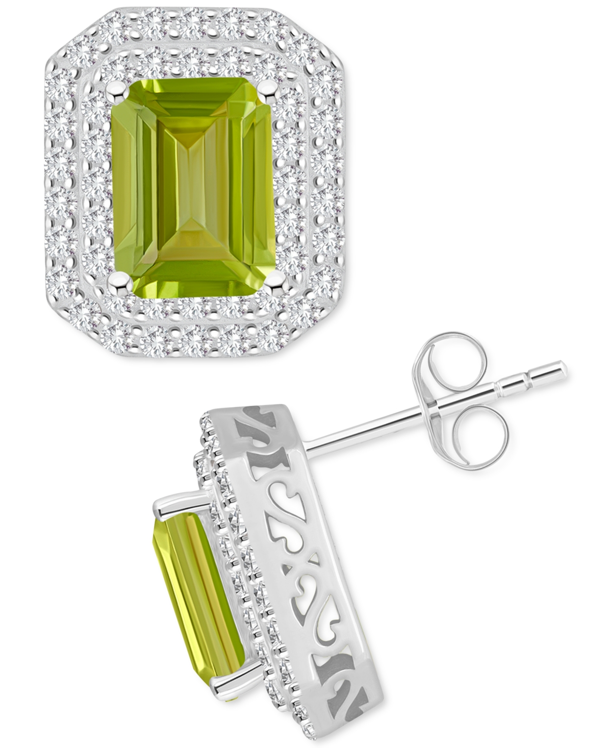 Macy's Rhodolite Garnet (3-7/8 Ct. T.w.) & White Topaz (7/8 Ct. T.w.) Stud Earrings In Sterling Silver (als In Green