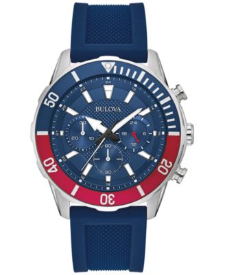 Bulova - Men's Chronograph Blue Strap Watch 44mm Gift Set
