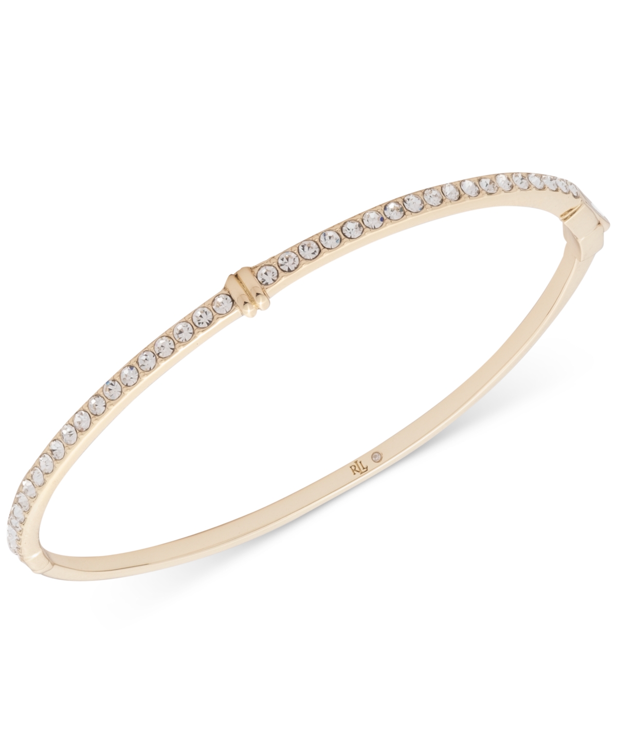 Lauren Ralph Lauren Gold-tone Pave Thin Bangle Bracelet In Crystal