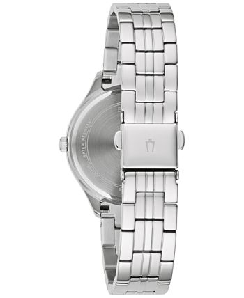 Bulova - Women's Embellished Silver-Tone Stainless Steel Bracelet Watch 32mm