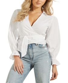 Cotton Meghan Puff Sleeve Wrap Top