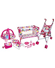 Lissi Dolls Baby Doll Complete Nursery Play Set, 15 Piece