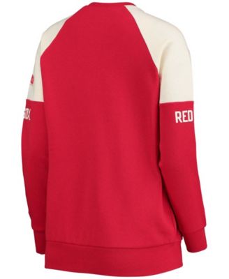 Women's Navy-Red Boston Red Sox Baseline Raglan Historic Logo Pullover Sweatshirt