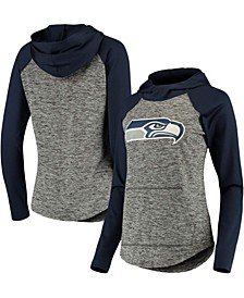 Women's Heathered Gray-College Navy Seattle Seahawks Championship Ring Pullover Hoodie