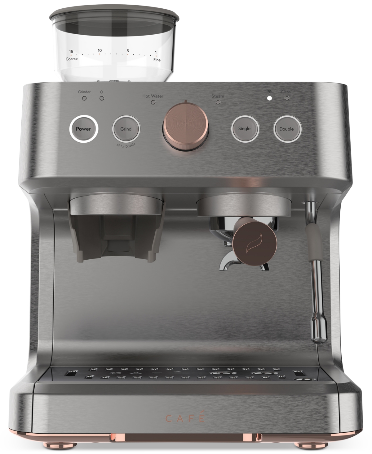 Cafe Bellissimo Semi-automatic Espresso Machine & Frother In Steel Silver