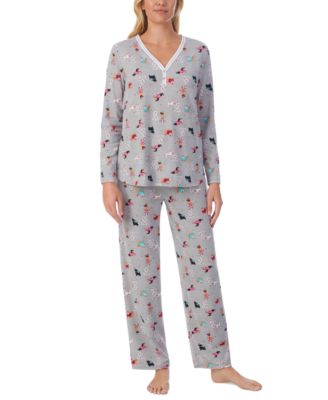 Cuddl Duds Womens Animal Print Everyday Pajama Pants,Grey Print