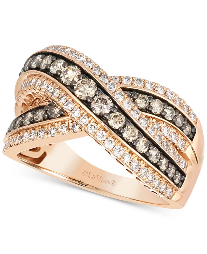 Le Vian Nude Diamond™(1/2 ct. .) & Chocolate Diamond®(3/4 ct. .)  Crossover Statement Ring in 14k Rose Gold & Reviews - Rings - Jewelry &  Watches - Macy's