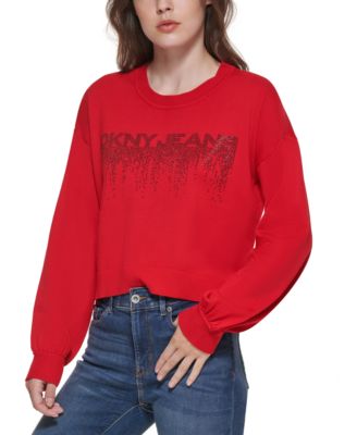 DKNY Jeans - Puff-Sleeve Cropped Sweatshirt
