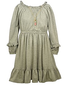 Big Girls Long-Sleeved Hacci Knit Dress with Elasticized Waist Set, 2 Piece