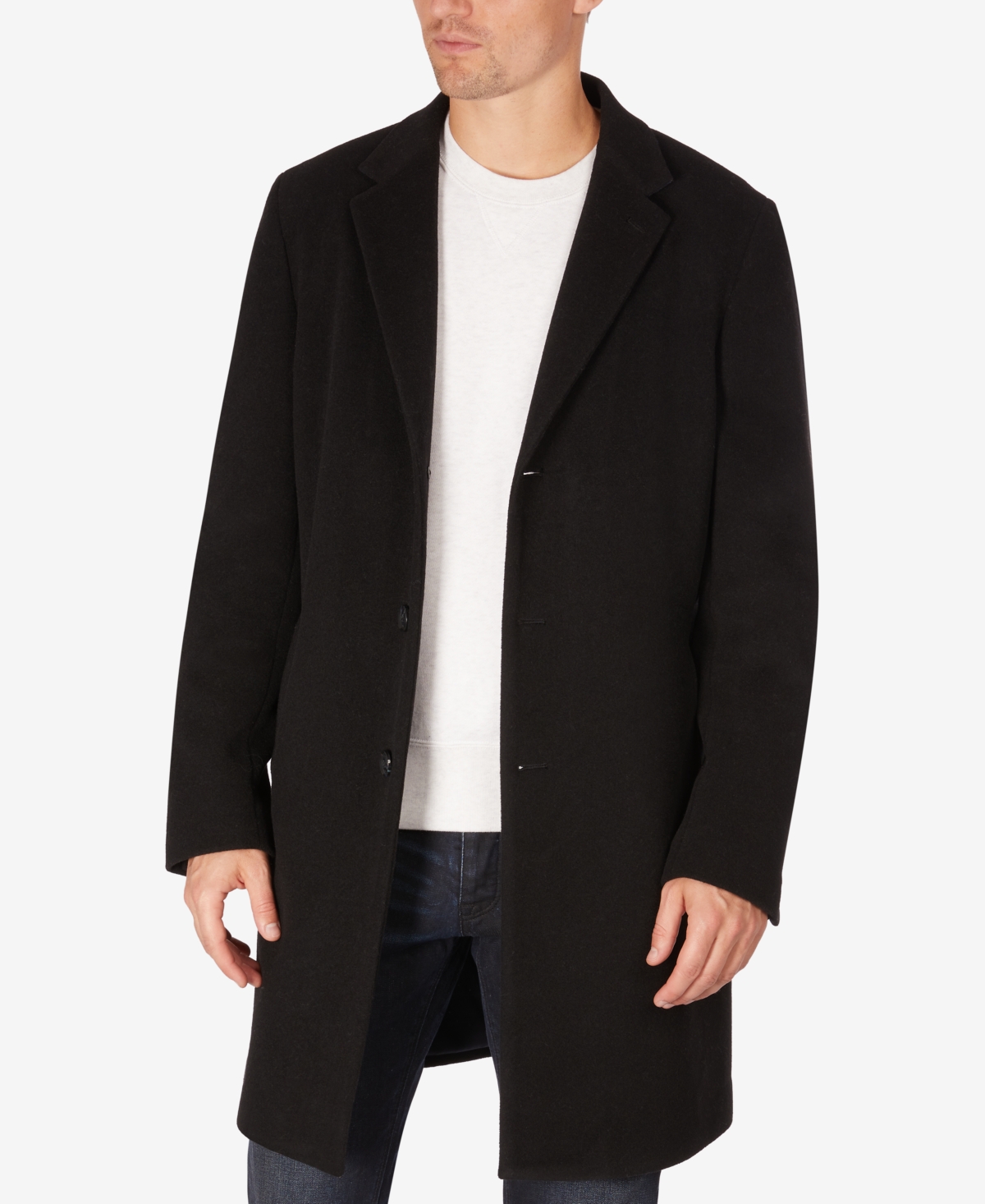 Tommy Hilfiger Men's Addison Wool-blend Trim Fit Overcoat In Black ...