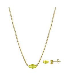 14K Gold Flash-Plated Birthstone Earring and Necklace Set