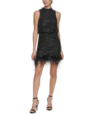 Eliza J Petite Sequined Mock Neck Party Dress - Macy's