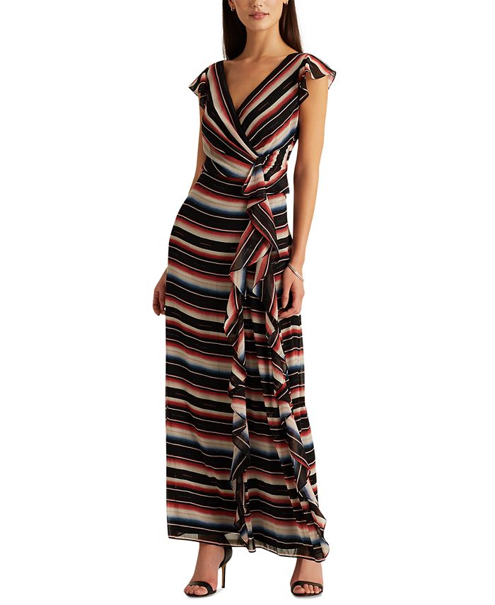 Lauren Ralph Lauren Blanket-Stripe Georgette Gown & Reviews - Dresses -  Women - Macy's