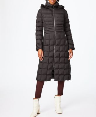 black longline puffer coat womens