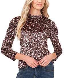 Floral-Print Puff-Sleeve Top