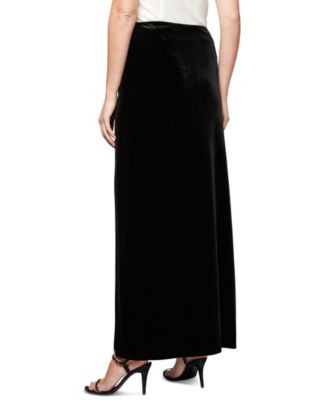 Women's Side-Slit Velvet Pull-On Skirt