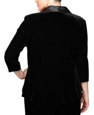 Plus Size Velvet Satin-Lapel Formal Jacket
