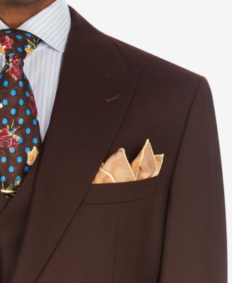 Tayion Collection Men's Classic-Fit Solid Brown Suit