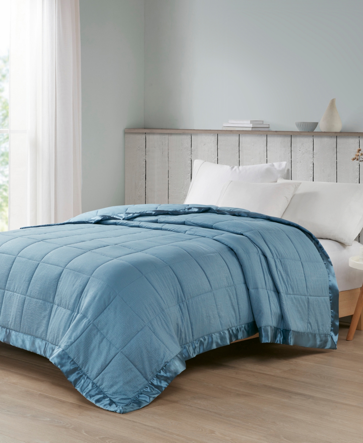 Madison Park Cambria Oversized Down Alternative Satin Trim Blanket