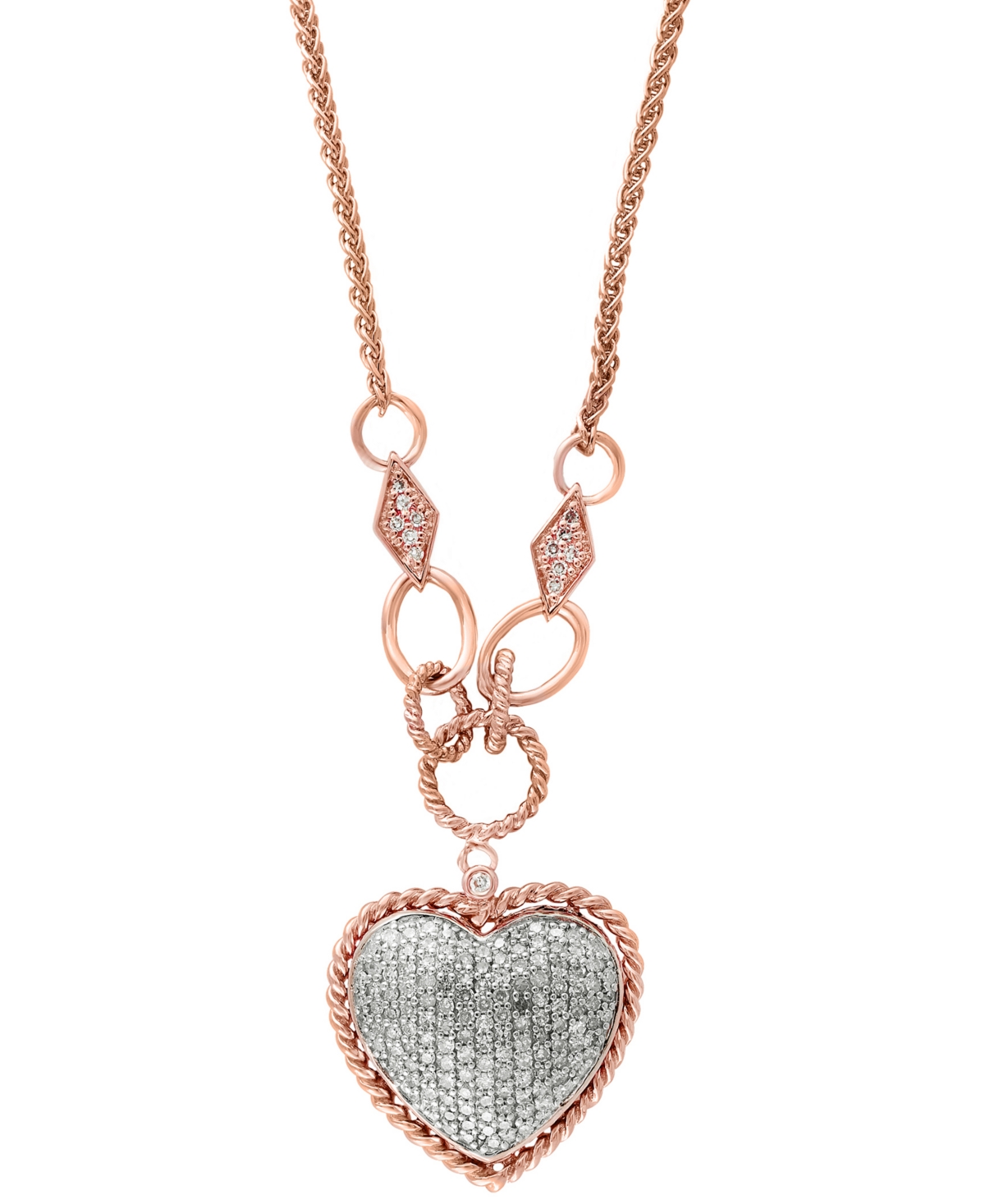 D'Oro by Effy Diamond Pave Diamond Heart Pendant (3/4 ct. t.w.) in 14k Gold or 14k Rose Gold - Yellow Gold