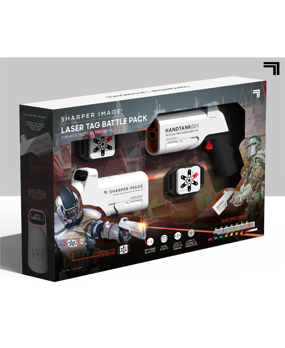 Sharper Image 2-player Laser Tag Handtank Starter Set With Lights And Sound Effects In White