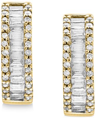 EFFY&reg; Diamond Baguette Hoop Earrings (1 ct. t.w.) in 14k White Gold or 14k Yellow Gold