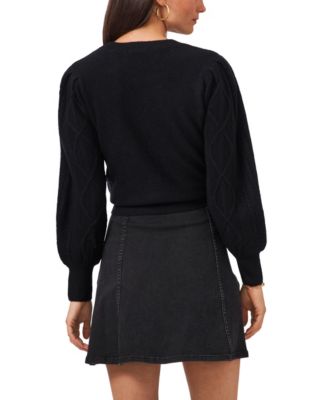 Women's Variegated Cables Crew Neck Sweater