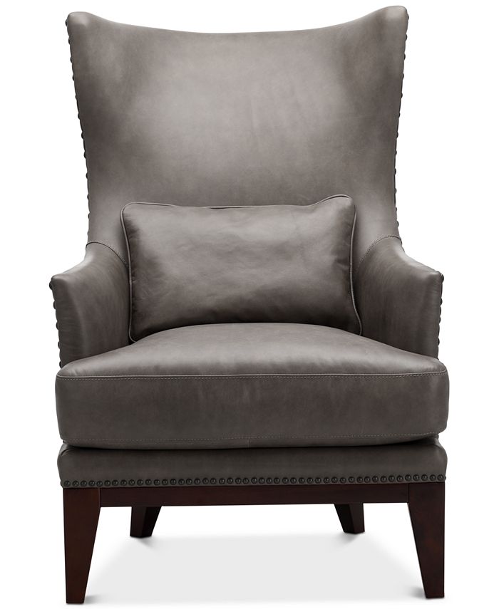 Furniture Genevie 30" Leather Chair and Ottoman, Created for Macy's