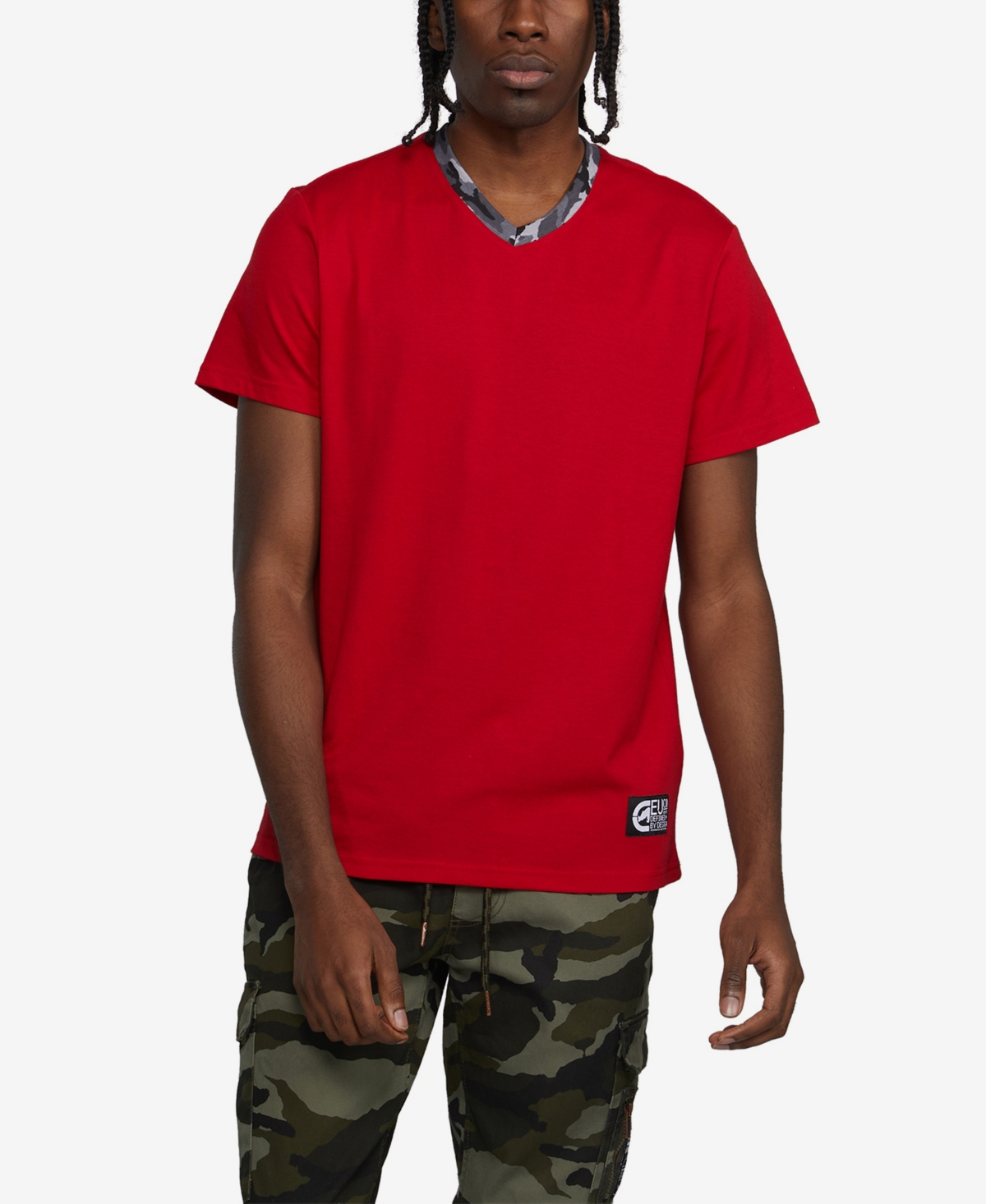 Shop Ecko Unltd Men's Big And Tall Short Sleeve Winning Ways V-neck T-shirt In Red