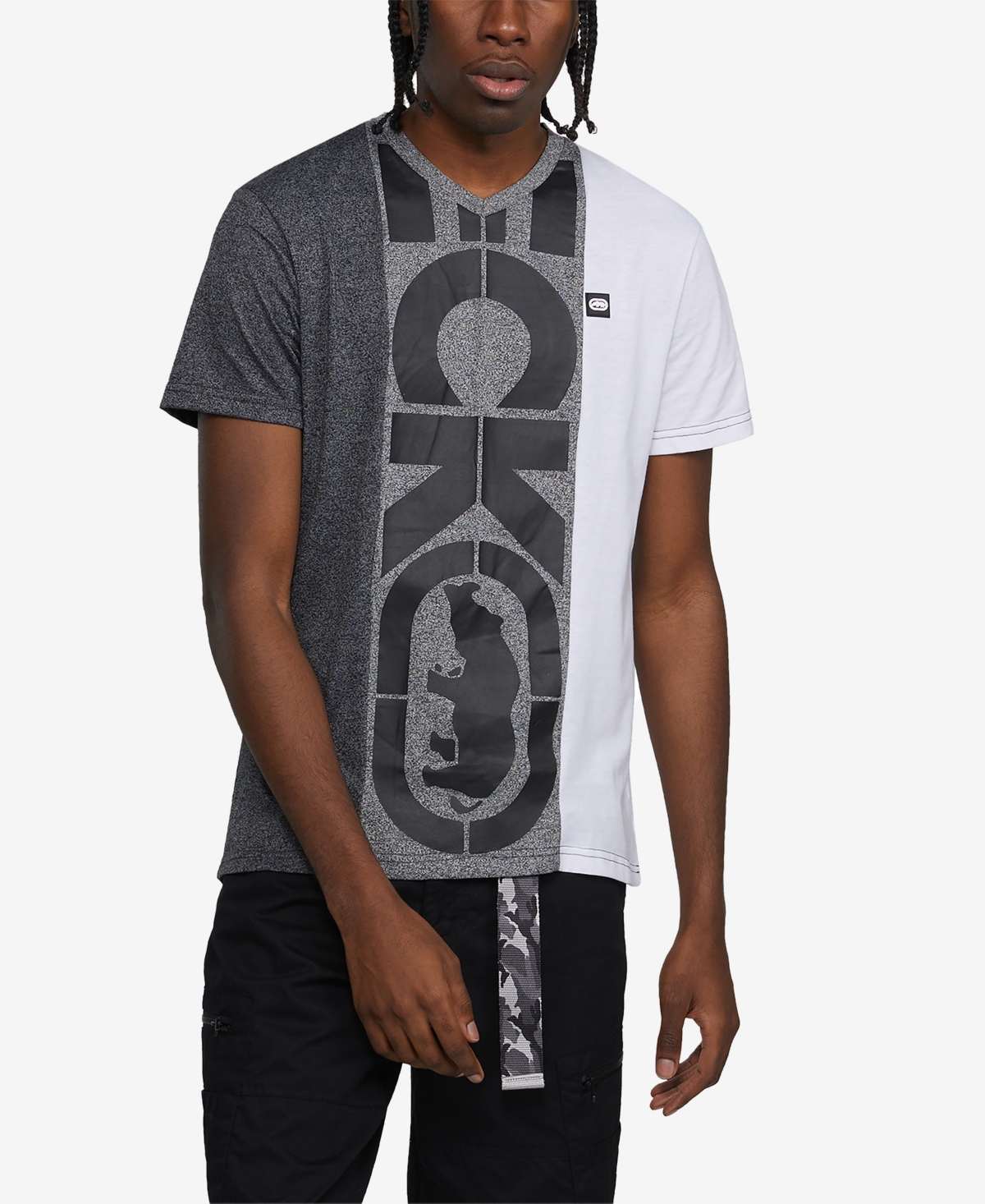 Ecko Unltd Men's Short Sleeve Center Rep V-Neck T-shirt - Black 1
