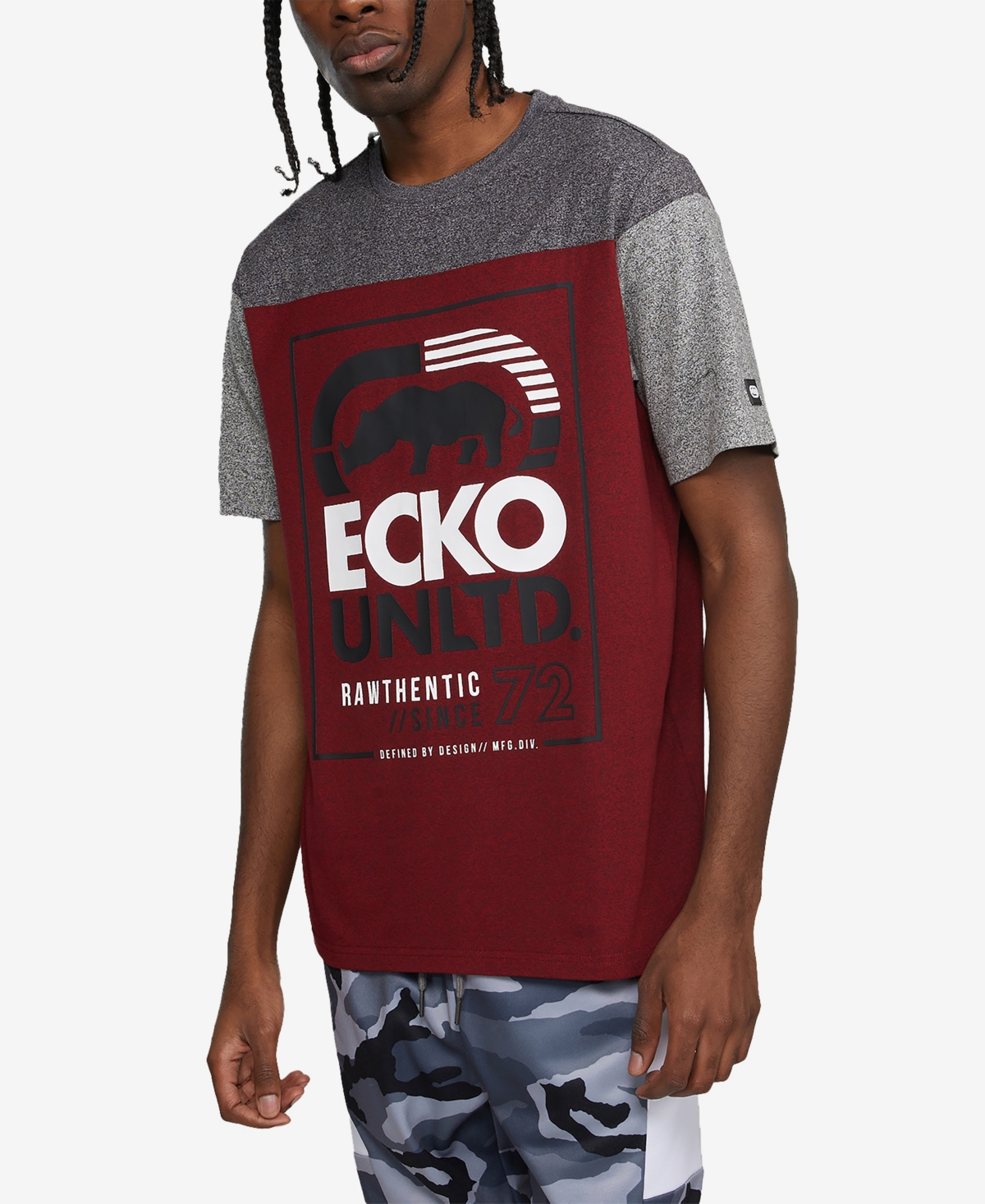 Shop Ecko Unltd Men's Big And Tall Short Sleeve Double Down Graphic T-shirt In Red