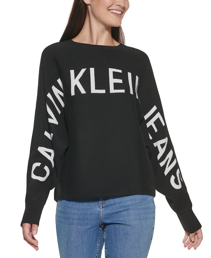 Calvin Klein Jeans Cotton Traveling Logo Sweater & Reviews - - Macy's