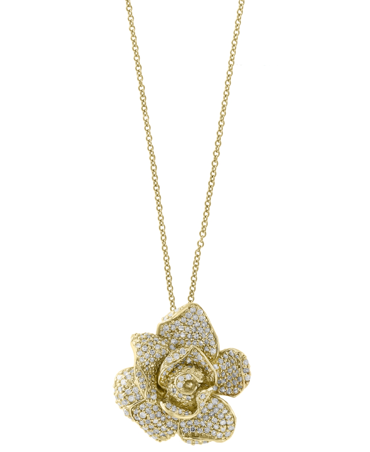 Effy Collection Pave Rose By Effy Diamond Flower Pendant Necklace In