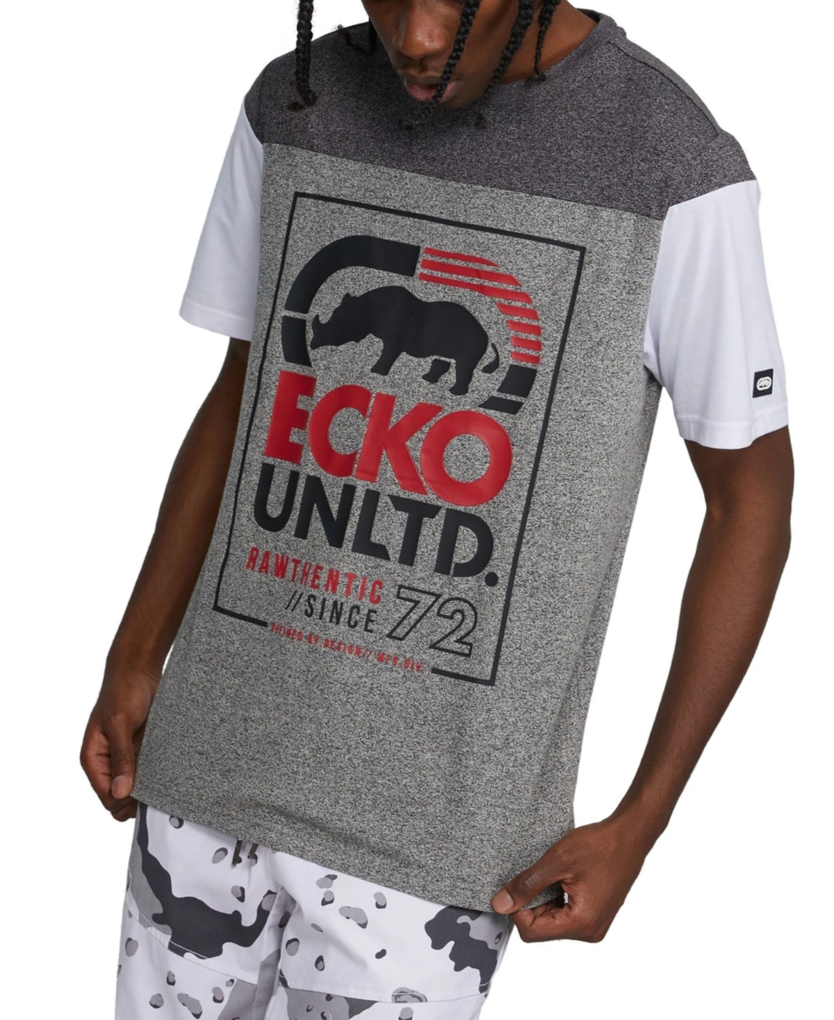 Shop Ecko Unltd Men's Big And Tall Short Sleeve Double Down Graphic T-shirt In White
