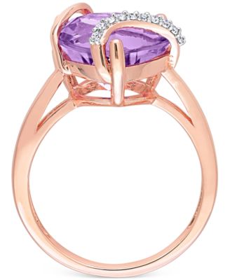 Amethyst (6-1/2 ct. t.w.) & Diamond (1/20 ct. t.w.) Heart Swirl Ring in 18k Rose Gold-Plated Sterling Silver