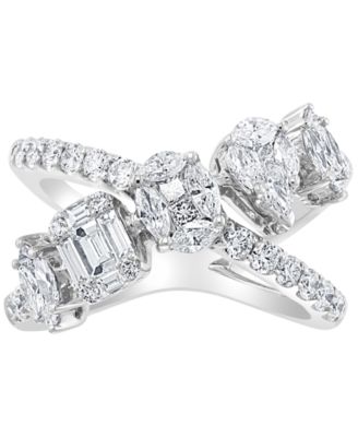 EFFY&reg; Diamond Multi-Shape Crossover Ring (1-5/8 ct. t.w.) in 18k White Gold or 18k Yellow Gold