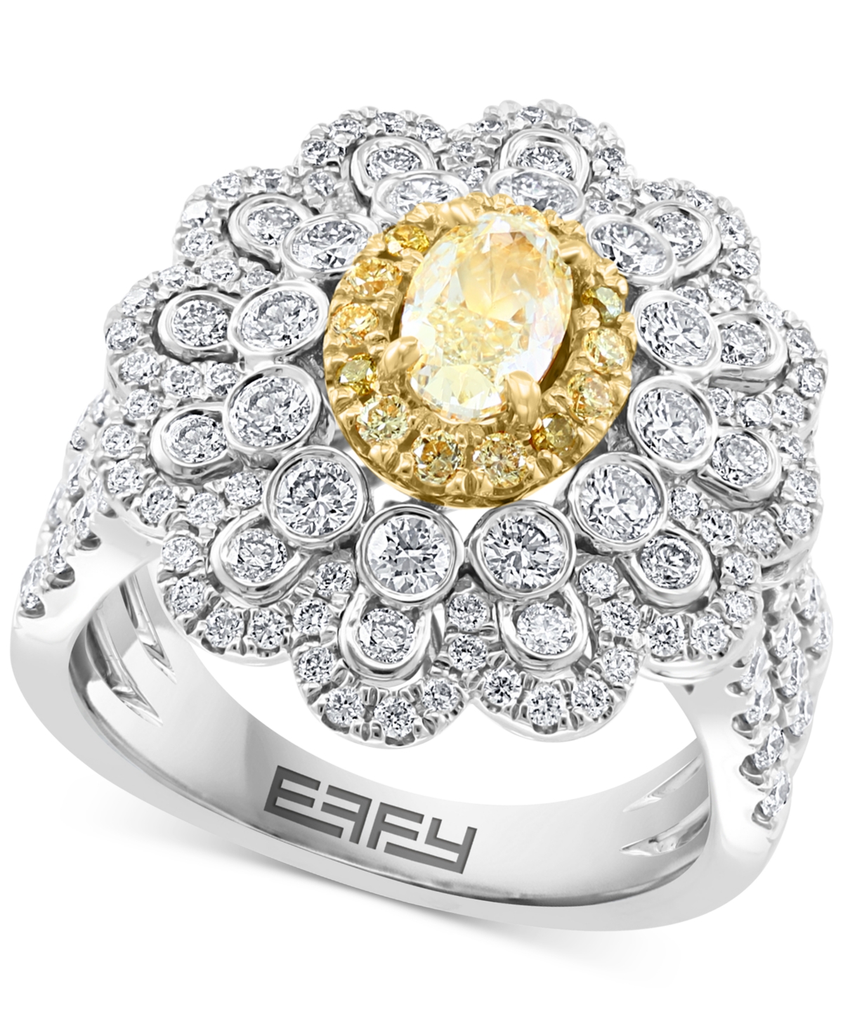 Effy Yellow Diamond (7/8 ct. t.w.) & White Diamond (1-1/3 ct. t.w.) Ring in 18k Two-Tone Gold - Two Tone Gold