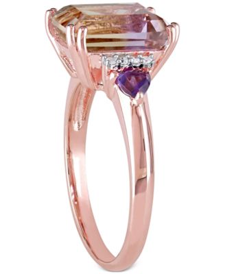 Ametrine (3-1/4 ct. t.w.), Amethyst (1/5 ct. t.w.) & Diamond (1/20 ct. t.w.) Statement Ring in Rose Gold-Plated Sterling Silver