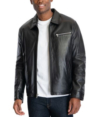 Men's Leather Shirt Collar Jacket, Created for Macy's