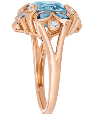 Blue Topaz (4-1/2 ct. t.w.) & White Topaz (1/5 ct. t.w.) Ring in 18k Rose Gold-Plated Sterling Silver