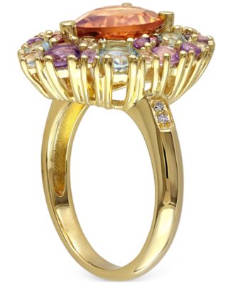 Multi-Gemstone(4-3/4 ct. t.w.) & Diamond Accent Teardrop Cluster Ring in 18k Gold-Plated Sterling Silver