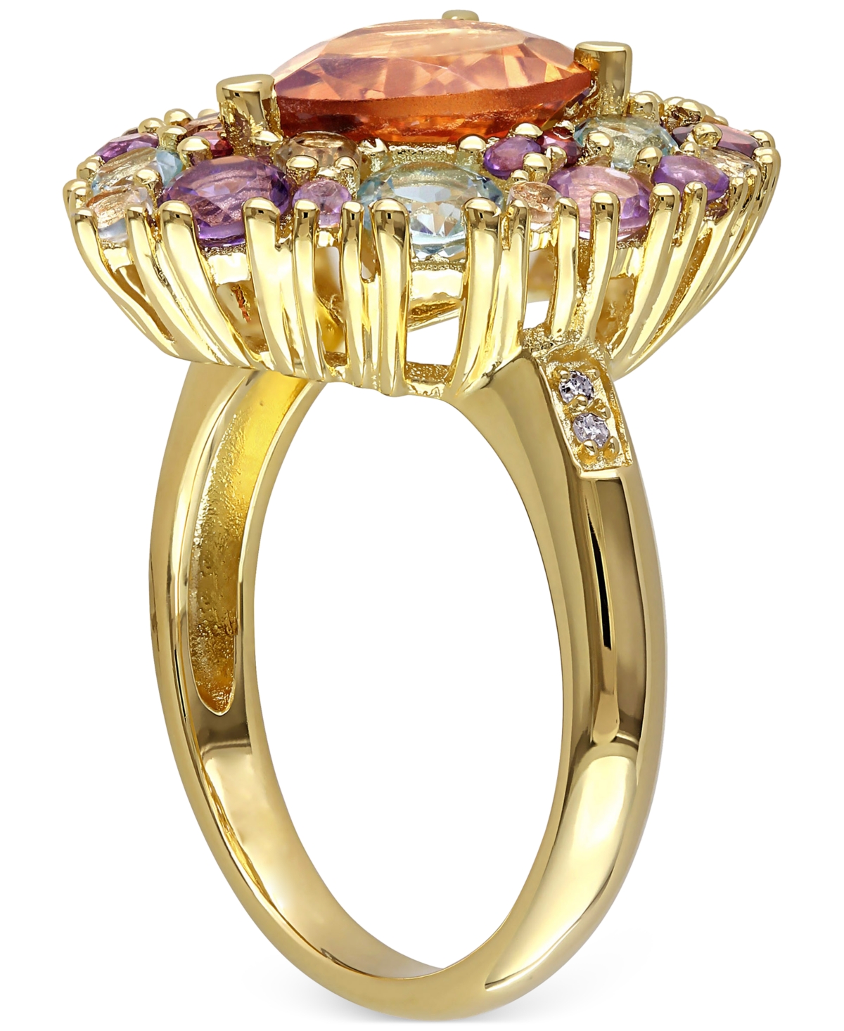 Gemstone(4-3/4 ct. t.w.) & Diamond Accent Teardrop Cluster Ring in 18k Gold-Plated Sterling Silver - Multi