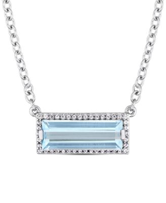Amethyst (2-1/5 ct. t.w.) & White Sapphire (1/6 ct. t.w.) Rectangle Halo 18" Pendant Necklace in Sterling Silver (Also in Blue Topaz)