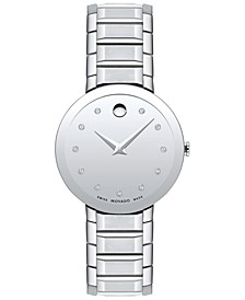 Sapphire Women's Swiss Diamond (1/20 ct. t.w.) Silver-Tone Bracelet Watch 28mm